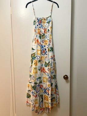 Stitch and Feather - Italian Floral Lemon Print Summer Maxi Dress - NWOT